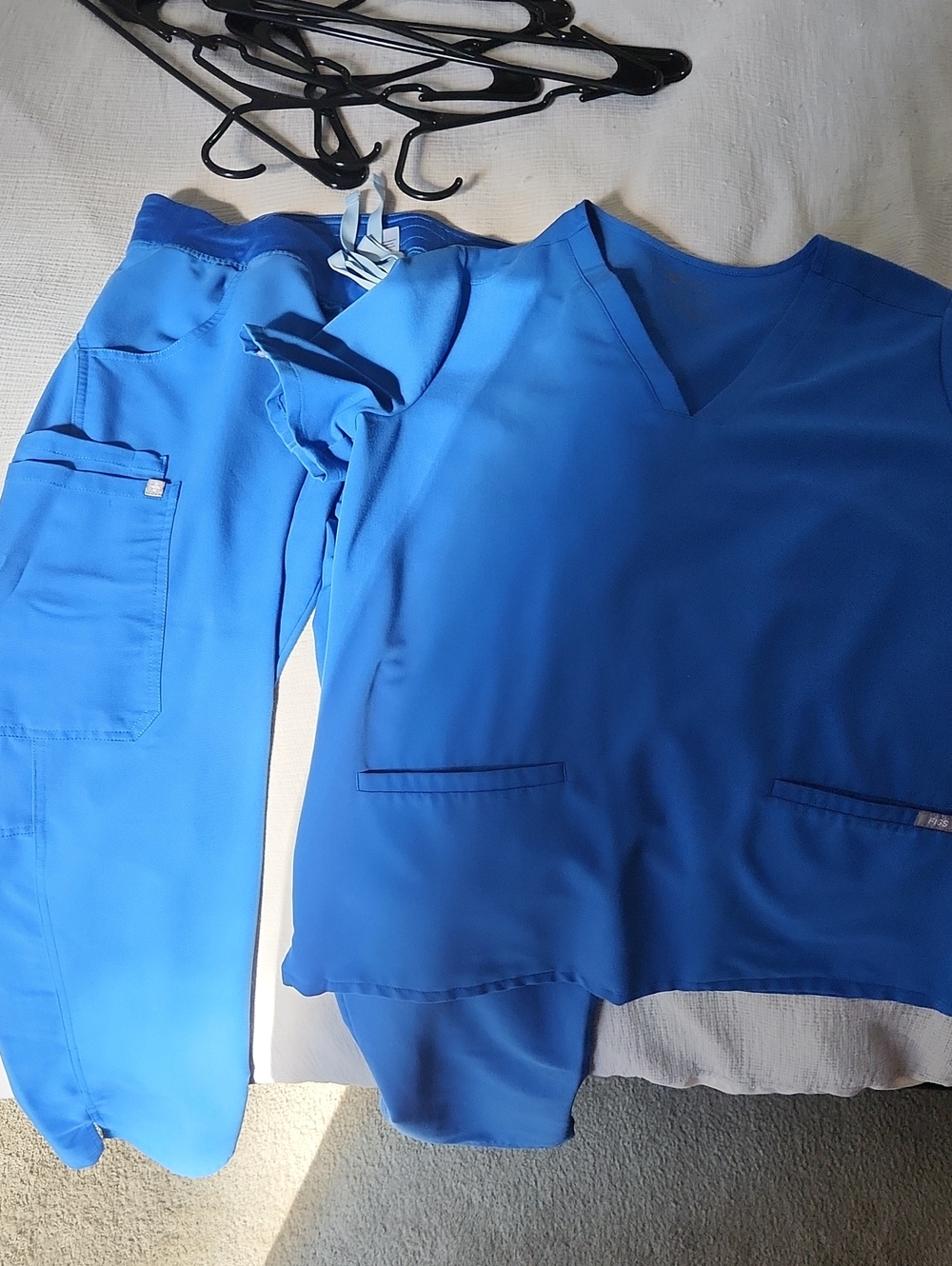 Figs Women's Scrub Set in Bright Blue - V-Neck Top & Jogger Pants